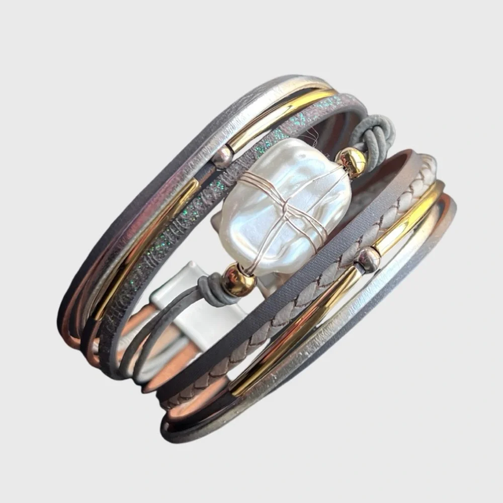 Elegant Multi-Layered Bracelet with Gold and Silver Accents - Picture 5 of 6